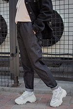 Wide leg denim pants with cuffs and drawstrings Without 8048461 photo №2