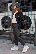Wide leg denim pants with cuffs and drawstrings Without 8048461 photo №4