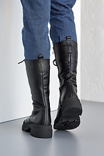 Schwarze Winterstiefel für Damen aus Leder 2505462 Foto №3