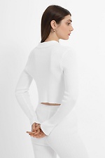 Short white ribbed knitted cardigan with slits on the sleeves  4038462 photo №3