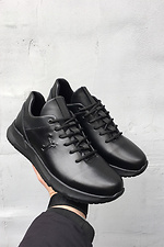 Чорні шкіряні чоловічі кросівки для міста  8019462 фото №1