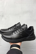 Черные кожаные кроссовки мужские для города  8019462 фото №2
