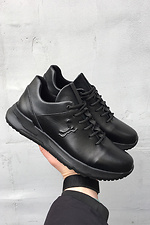 Черные кожаные кроссовки мужские для города  8019462 фото №3