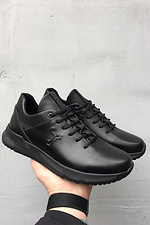 Черные кожаные кроссовки мужские для города  8019462 фото №4