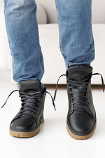 Herren-Wintersneaker aus Leder in Schwarz-Beige  2505463 Foto №3