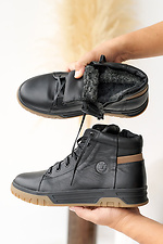 Herren-Wintersneaker aus Leder in Schwarz-Beige  2505463 Foto №5