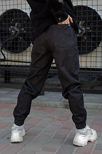 Джинсовые штаны джоггеры на манжетах с накладными карманами Without 8048463 фото №4
