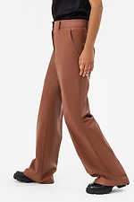 Жіночі широкі штани з еко-шкіри коричневого кольору Garne 3041464 фото №4