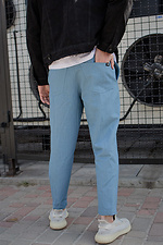 Голубые оверсайз джинсы мом с карманами и шнурком Without 8048464 фото №4