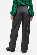 Women's wide trousers made of eco-leather in black Garne 3041465 photo №4