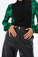 Women's wide trousers made of eco-leather in black Garne 3041465 photo №5