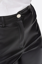 Women's wide trousers made of eco-leather in black Garne 3041465 photo №16