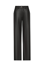 Women's wide trousers made of eco-leather in black Garne 3041465 photo №20