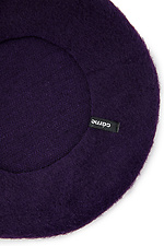 Warm autumn beret ELEN purple color with a patch Garne 3500465 photo №3