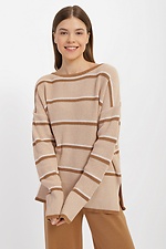 Dzianinowy sweter oversize w kolorze brązowym w paski  4038465 zdjęcie №1