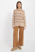 Dzianinowy sweter oversize w kolorze brązowym w paski  4038465 zdjęcie №2