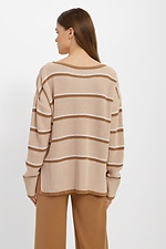 Вязаный джемпер oversize коричневого цвета в полоски Sewel 4038465 фото №3