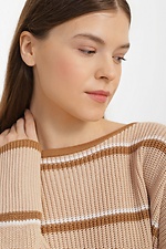 Вязаный джемпер oversize коричневого цвета в полоски Sewel 4038465 фото №4