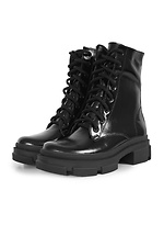 Высокие лаковые ботинки весенние на платформе в армейском стиле  4205465 фото №3
