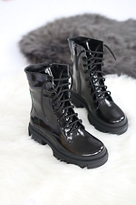 High patent leather spring boots on a platform in an army style  4205465 photo №4