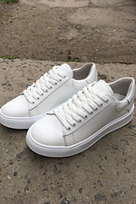 White leather platform sneakers for women  8019465 photo №2