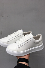 White leather platform sneakers for women  8019465 photo №4