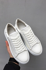 Білі шкіряні жіночі кросівки на платформі  8019465 фото №5