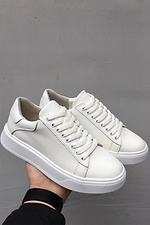 White leather platform sneakers for women  8019465 photo №6