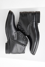 Black winter leather men's boots  2505467 photo №3