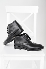 Black winter leather men's boots  2505467 photo №4