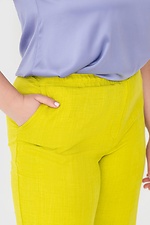 Свободные летние брюки IVVA льняные салатового цвета Garne 3040468 фото №6