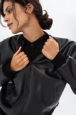 Damen-Bomberjacke SOFO aus schwarzem Öko-Leder Garne 3041468 Foto №7