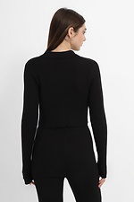 Short black ribbed knitted cardigan with slits on the sleeves.  4038469 photo №3
