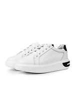 Белые кожаные кроссовки на платформе  4205469 фото №2