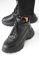 Schwarze Winter-Ledersneaker für Damen 2505470 Foto №1