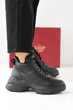 Schwarze Winter-Ledersneaker für Damen 2505470 Foto №2