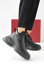 Schwarze Winter-Ledersneaker für Damen 2505470 Foto №3