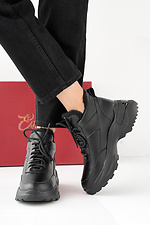 Schwarze Winter-Ledersneaker für Damen 2505470 Foto №4