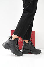 Schwarze Winter-Ledersneaker für Damen 2505470 Foto №6
