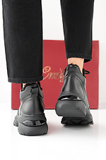 Schwarze Winter-Ledersneaker für Damen 2505470 Foto №7