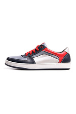 Colored leather sneakers with red laces  4205470 photo №1