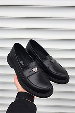 Черные кожаные туфли лоферы в классическом стиле 8019470 фото №3