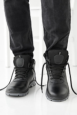Black winter leather men's boots  2505471 photo №2