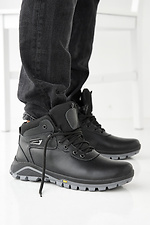 Schwarze Winterstiefel für Herren aus Leder 2505471 Foto №3