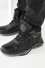 Black winter leather men's boots  2505471 photo №4