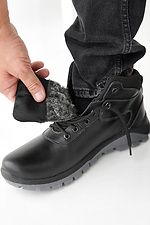 Black winter leather men's boots  2505471 photo №5