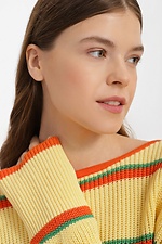 Dzianinowy sweter oversize w kolorze żółtym w paski  4038472 zdjęcie №4