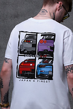 Men's Oversized T-shirt with Cars Print White Without 8049472 photo №2