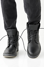 Herren-Winterstiefel aus Leder in Schwarz  2505473 Foto №2