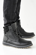 Herren-Winterstiefel aus Leder in Schwarz  2505473 Foto №3
